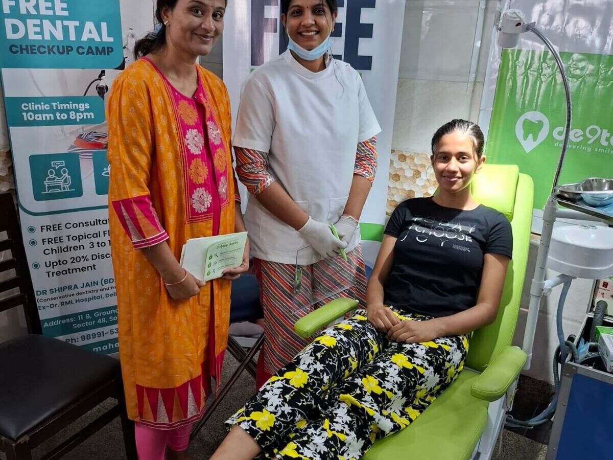 The Mahavirai Dental team at a community free dental check-up camp