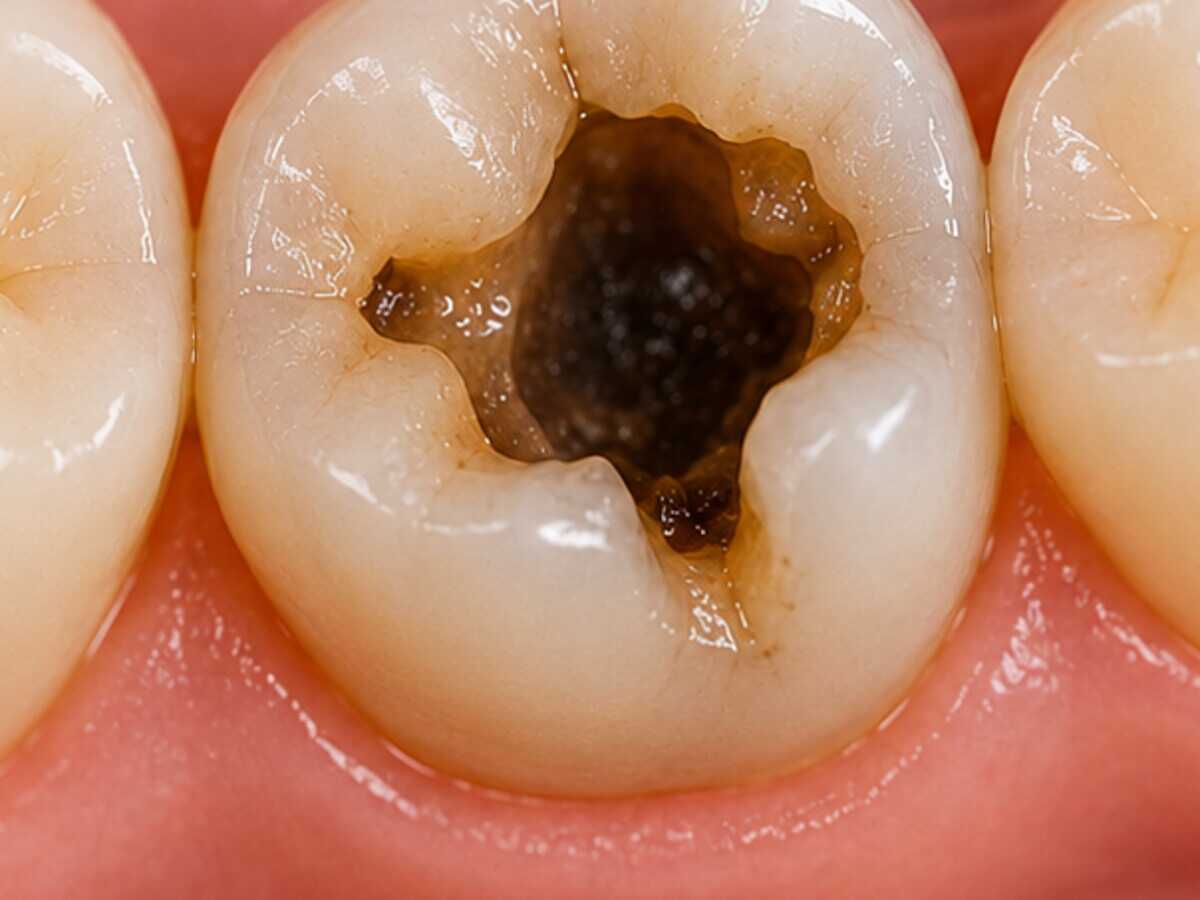 A molar with extensive decay before treatment
